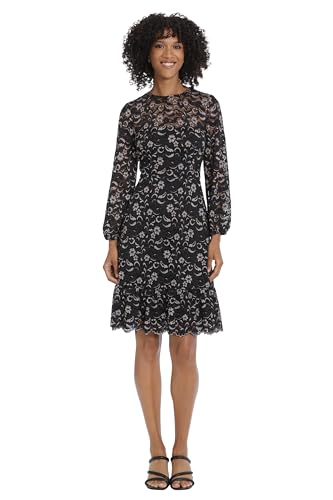 Amazon.com: Maggy London Women's Long Sleeve Floral Lace Fit and Flare Dress  Occasion, Black Multi : Clothing, Shoes & Jewelry