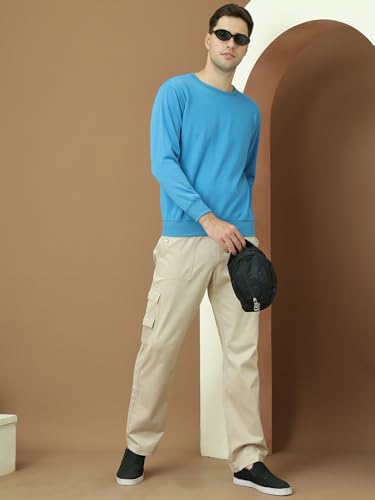 Image of Mack Jonney Fleece Regular Fit Solid Round Neck Sweatshirt for Men-MACK639877