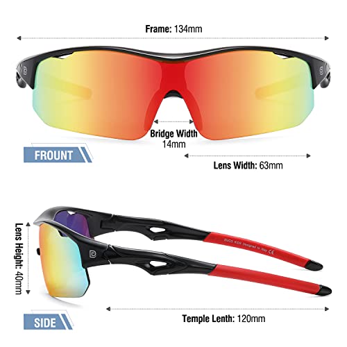 DUCO Sports Youth Baseball Sunglasses for Kids Unbreakable TR90 Frame Lightweight Sun Glasses for Boys and Girls DK2612