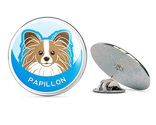 Papillon Continental Toy Spaniel Dog Round Metal 0.75" Lapel Pin Hat Shirt Pin