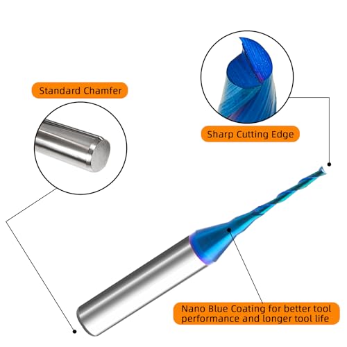 Image of Upcut Solid Carbide Spiral Plunge Router Bit 1 /4 Shank 1 /16 inch Cutting Diameter CNC Carbide Router Bit with Nano Blue Coating for Cutting,Grooving,Trimming and Engraving