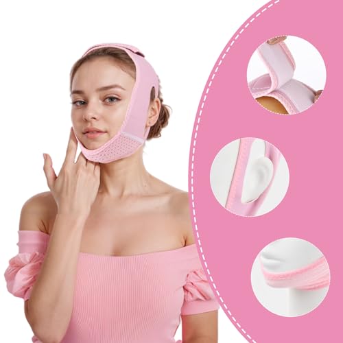 V Gesichtsmasken, Wiederverwendbare V-Linienmaske, Doppelkinn Entferner Lifting-Maske, Atmungsaktive V-förmige Gesichtslifting-Bandage, Anti-Falten-Maske zum Heben von Hals und Kinn