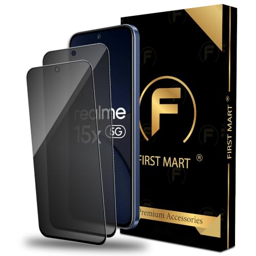 Image of FIRST MART Militry-Grade Privacy Screen Protector for Realme 15x, Realme C85 and Narzo 90x - Anti-Spy Edge to Edge Coverage I Case Friendly, 9H Hardness, Bubble-Free | Anti-Peeping, 2 Pack