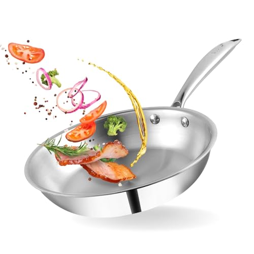 Poêle inox 16 cm robuste et résistante aux rayures avec fond Triply