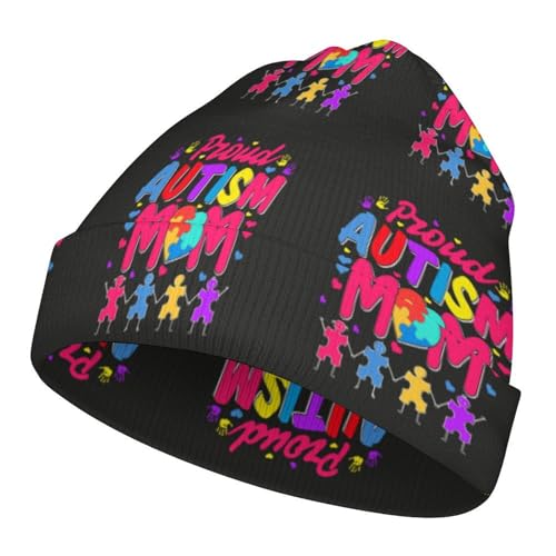 Autistic Autism Awareness Day Month 2023 Kids Beanie Hat for for Girls Boys Children Cap Winter Knitted Chemo Cancer Headwear Accessories Gifts Decoration Black