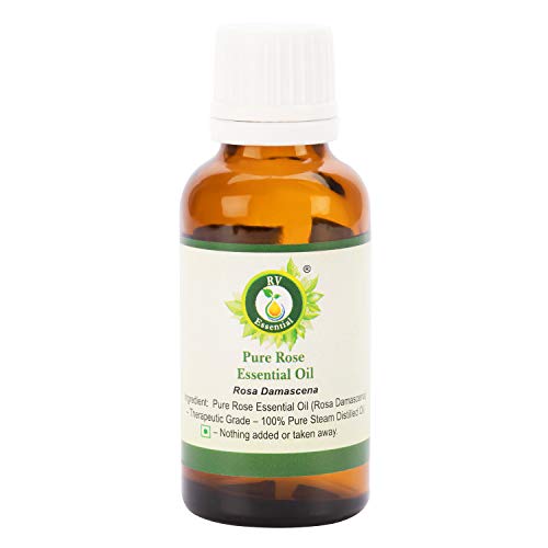 R V Essential Huile essentielle de rose pur 100ml (3.38oz) - Rosa Damascena (100% Pur et naturelle Distillée vapeur) Pure Rose Essential Oil