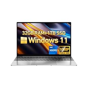 2024 Newest 15.6” Windows 11 Laptop Computer, 1TB SSD 32GB Dual-Channel RAM, Intel Quad-Core Processor(2.0-2.9GHz), 1080P IPS FHD, Backlit Keyboard, Webcam, HDMI, WiFi, Bluetooth, TF Card
