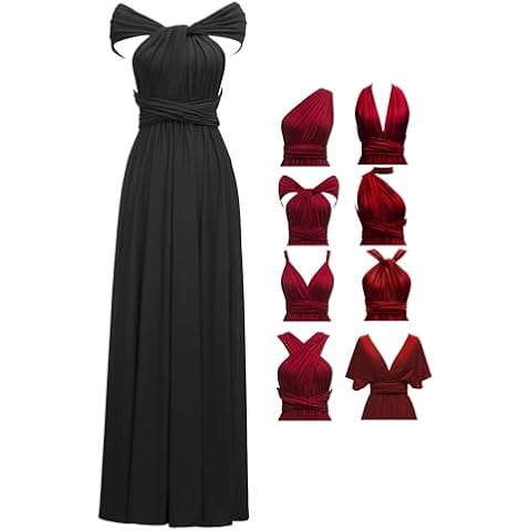 TTYBridal Bridesmaid Dress,Convertible Dress with Bandeau,Off Shoulder Maxi Formal Wedding Prom Dress Black Cover