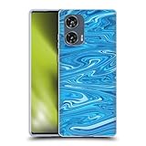 Head Case Designs Officially Licensed Suzan Lind Light Blue Marble Soft Gel Case Compatible with Motorola Edge 50 Fusion