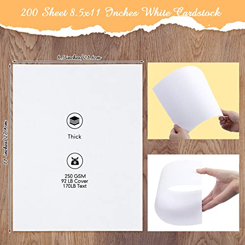 200 Sheets 8.5 X 11 Inches Cardstock Thick Paper Heavyweight Card Stock Printer Paper 250 Gsm 92 Lb Cover 170 Lb Text Card Stock For Invitations Menus Crafts Diy Cards Projects (White) #TOP1