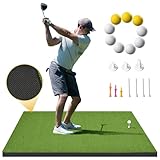 Shopsource Golf Mat, 5×4ft Golf Hitting Mat for Indoor Outdoor, Top-Notch Artificial Turf Practice Mats with 9 PU Golf Balls+3 Rubber Tees+7 Tees, PRO-31MM Anti-Slip Bottom Training Mat