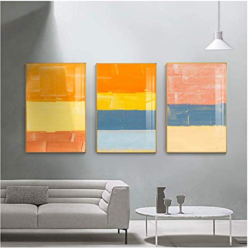 Peinture sur toile abstraite bleu jaune pour illuminer le mur de votre salon design 50x70cm