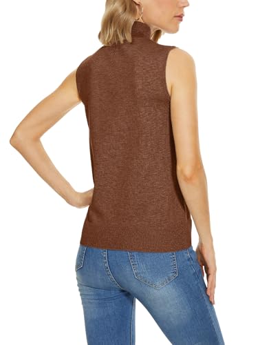 Image of INKOFF Sleeveless Mock Neck Turtleneck Knit Tops Women Dressy Casual Sweater Vest Business Work Tank