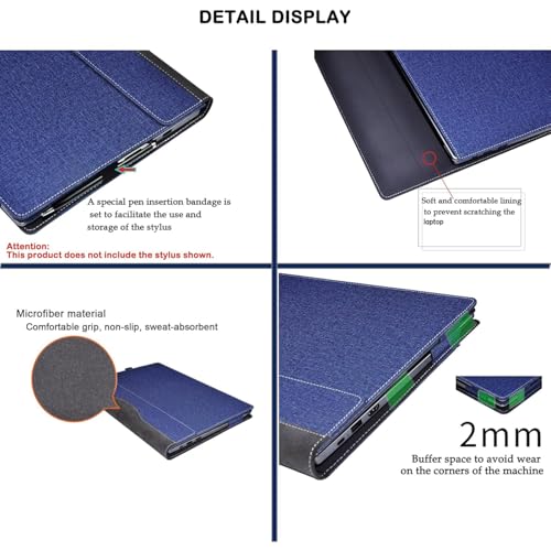 Funda para portátil ASUS S15 S16 contra arañazos y golpes con cuero azul 7