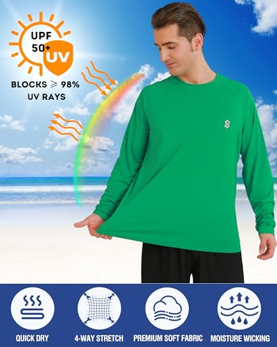 Men's Long Sleeve UPF 50+ Sun Protection Swim T-Shirt Quick Dry Lightweight Running Fishing Rash Guard4