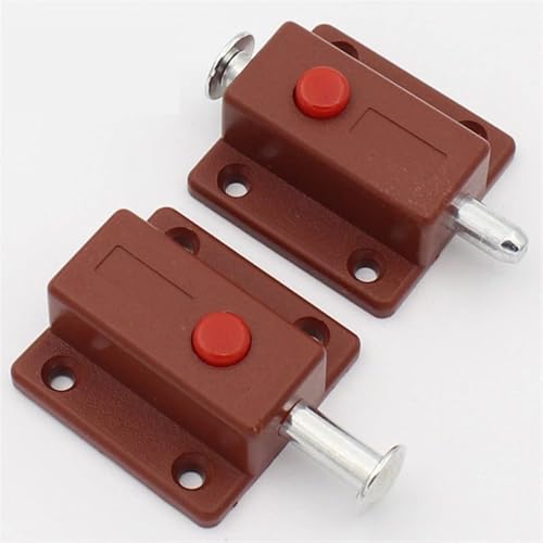 Image of 6 Pcs Automatic Spring Loaded Door Latch Lock ABS Plastic Push Security Bolt for Windows Cabinets Drawers Kitchen Furniture Sliding Locks Home Safety & Window Cabinet Drawer (Brown)