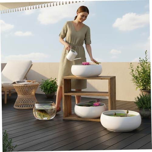 Pot Fleurs Minimaliste peu profond blanc pour petits espaces intérieurs - 8