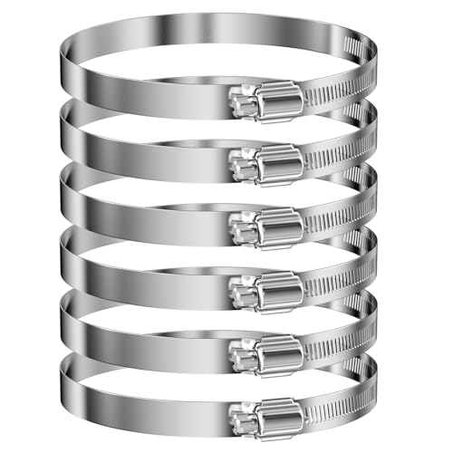 Relota Abrazaderas Metalicas(91-114Mm) 6Pcs, Manguera Tuberia Metal para Tubos de Agua Acero Inoxidable, Metálicas Abrazadera de Tubo, Metalica de Tubería, para Fijacción Mangueras y Tubería de Agua