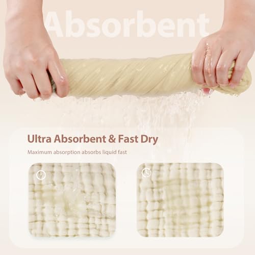 Image of Unnivoll Hooded Baby Towels for Newborn - 2 Pack, 100% Muslin Cotton, Baby Bath Towels with Hood, Soft and Absorbent for Boys, Girls Infant, Toddler and Kids, Large 32x32 Inches, Newborn Essential