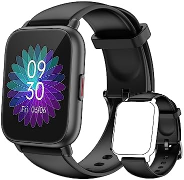 RUIMEN Smart Watch Answer/Make Calls Fitness Watch with Spare Strap Reloj Inteligente 1.7Full Touch Smartwatchs for Women Men Heart Rate/Sleep Monitor Watch 100+ Sports IP68 Waterproof(Black)