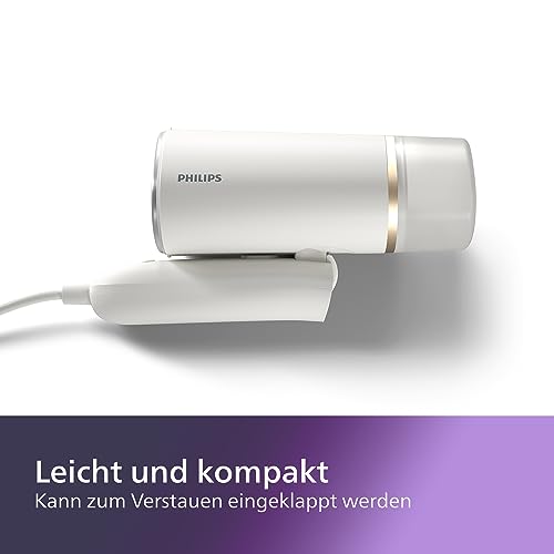 Philips 3000-Serie Tragbarer Dampfglätter - 1000 W, Kompakt und Faltbar, 120ml Wassertank konstante Dampfleistung 20 g/min, Kein Bügelbrett erforderlich, Weiß (STH3020/10) – Bild 5