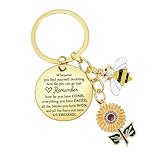 Ymapinc Bee Gifts Bag Charm, Inspirational Bee Keychain, Motivational Mental Health Reminder Sunflower Gift for Women, Encouraging Keychain for Best Friends, Birthday/Christmas Presents