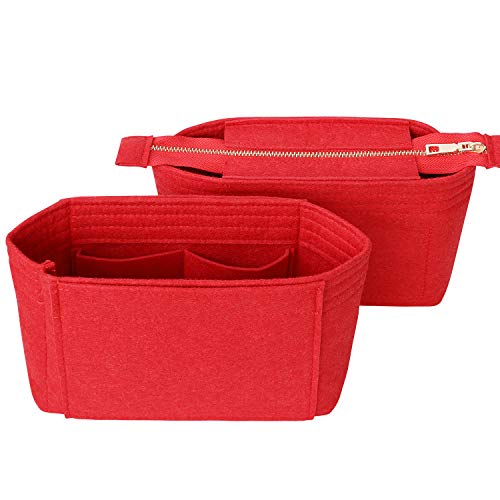 Preisvergleich Produktbild HyFanStr Filz Handtaschen Organizer Innentaschen für Handtaschen, Taschenorganizer Damen Innentasche für die Handtasche, Purse Organizer Tasche Organizer für Neonoe Rot