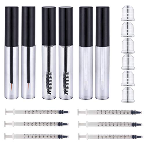 Empty Mascara Tube Eyeliner Tube Lip Glaze Container Bottle with Rubber Inserts Syringe for DIY Mascara Eyeliner Eyelash Cream