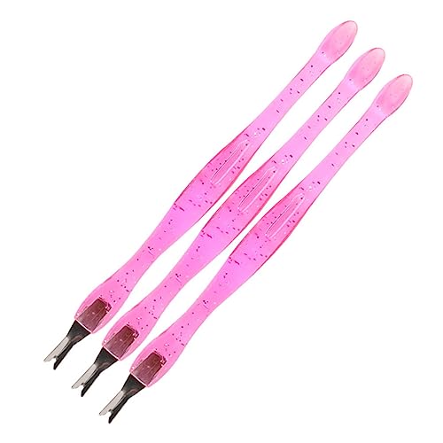 OUNONA 3pezzi Cuticle Trimmer e Dead Skin Fork in Acciaio Con Manico Antiscivolo Doppia Punta Spingi-cuticole e Rimuovi Morta Per Manicure e Pedicure Professionale e Domestico Colore Rosa