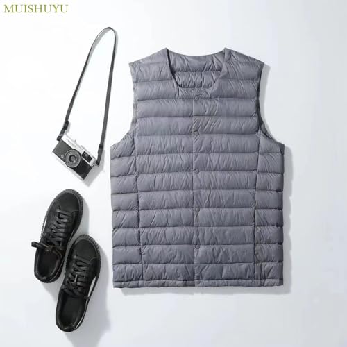 MUISHUYU インナーダウンベスト ウルトラライト メンズ ノーカラー インナーベスト 軽量 暖かい 防寒 秋冬 YU41 の商品画像 1