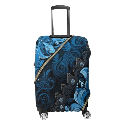 Travel Luggage Cover Elastic Washable Suitcase Cover Fashion Scratch-Resistant Baggage Covers Blue And Black Pattern Suitcase Protector Fit 18-32 Inch Luggage4