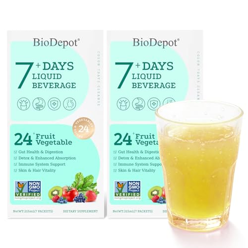 Biodepot Liquid Probiotics with Prebiotics for Bloating Relief – 7 Day Gut Colon Cleanse & Detox Drink – Daily Digestive Support & Microbiome Balance – Vegan & Gluten-Free (2-Pack)