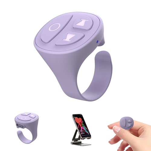 Image of TikTok Scrolling Ring, Bluetooth Camera Remote,Scrolling Ring Remote for TikTok iPhone Facebook YouTube Instagram Android Phone, Fingertip Wireless Scroller Page Turner(Dark Purple Single)