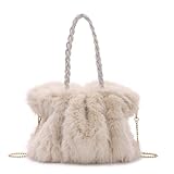 Dokurry Sac Fourrure Femme, Sac Moumoute Femme Doux et Flou, Sac Fourre Tout à 3 Modes de Portée pour Hiver, Déplacement Quotidien et Courses