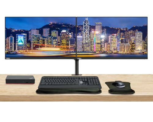 Image of Lenovo ThinkVision T24i 24-inch 1920 x 1080 LED FHD LCD, 2-Pack Bundle with HDMI, DisplayPort, USB Hub, Dual Monitor Stand, ThinkPad USB-C Dock, MK540 Wireless Keyboard and Mouse, Gel Wrist Pad