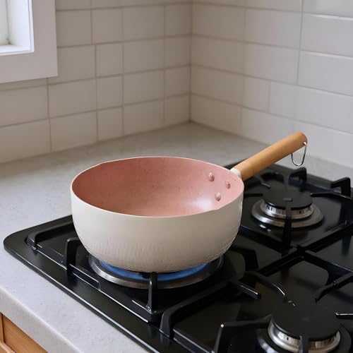 Sartenes antiadherentes con mango de madera para cocina de gas e inducción 4