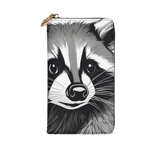 Cute Raccoon Prints Leather Long Clutch Wallet for Fashionable Girls and Women - Durable, Stylish, and Functional, Black, One Size2