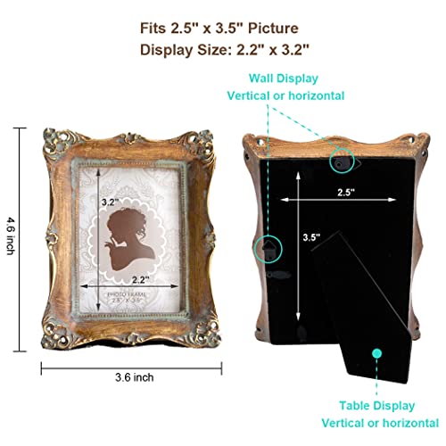 Cisoo Vintage Mini Picture Frame 2.5X3.5 Antique Small Photo Frame Table Top Display And Wall Hanging Home Decor (Bronze) #TOP2