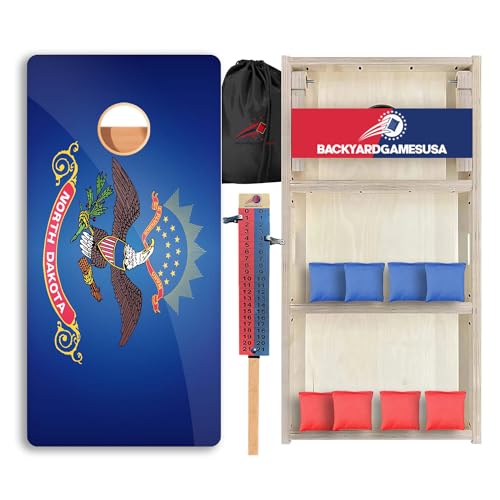 CornholeGamesUSA Pro Cornhole Boards Set | Made in USA | 3/4 Baltic Birch | No Bounce | Triple Thick Legs | Two Brace & Handles, Tournament 2x4 Regulation Set with Score Tower & Cornhole Bags