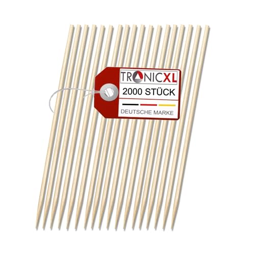 TronicXL 2000 brochetas de bambú de 190 x 3 mm, pinchos de madera para barbacoa