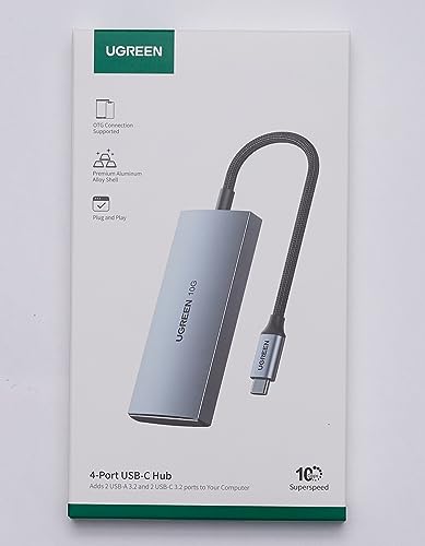 UGREEN 10Gbps Hub USB C 3.2 Gen 2 Adaptateur USB C vers 2 Ports USB C et 2 Ports USB A Aluminium Compatible avec iPhone 15 Plus Pro Max MacBook Pro Air 2023 iMac XPS iPad Pro Air Surface Galaxy S23