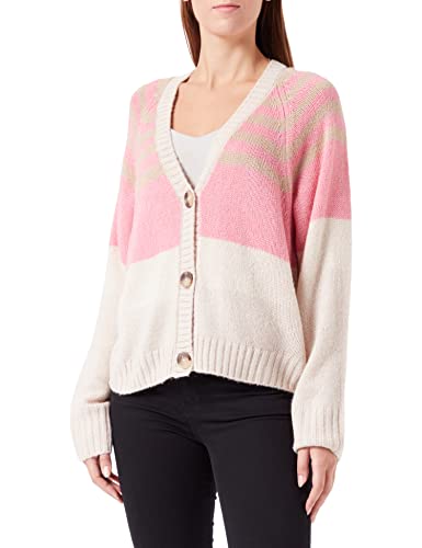 GERRY WEBER Damen 830024-35706 Jacke Strick, Ecru/Weiss/Lila/Pink Ringel,...