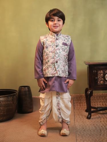 Image of AJ DEZINES Kids Ethnic Wear Kurta Waistcoat and Dhoti Pant for Boys