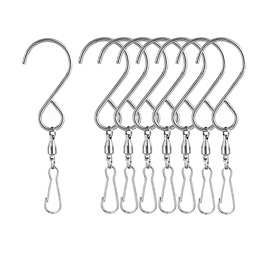 XINGSUI - XINGSUI Pince à crochet rotative 8 pièces, pince à crochet rotative coupe-vent S, utilisée pour suspendre des carillons éoliens, des paniers de fleurs, des cages à oiseaux, des accessoires de fête