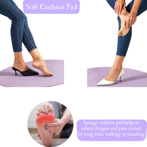 Flammi 6 Pairs Women's Toe Cover With Padding Toe Topper Liner Socks Non-Skid Bottom (Sheer-6Beige) #TOP3