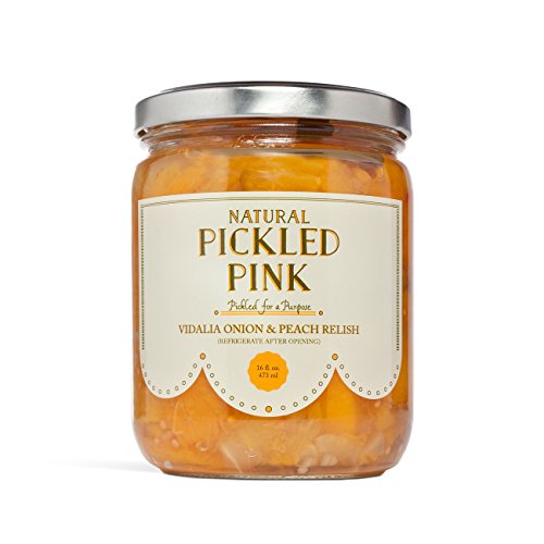 Pickled Pink Vidalia Onion & Peach Relish (16 oz Jar); Gourmet Artisan-Crafted Fruit