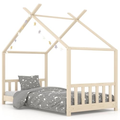 vidaXL Cadre de Lit d'enfant Lit Cabane d'enfant Structure de Lit pour Enfants Chambre d'enfant Intérieur Maison 80x160 cm Bois de Pin Massif