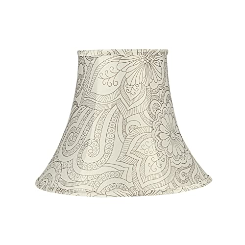Image of Aspen Creative 58055A Bell Uno Lamp Shade in Cream Floral Pattern, 7 inch Top x 14 inch Bottom x 11 inch Slant Height, Slip UNO 36mm