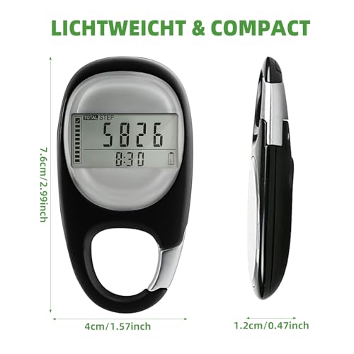 3D Schrittzähler mit Clip Uhr Senioren, Pedometer ohne APP und Handy für Gehen Laufen Sport, für Kinder, Mannfrau