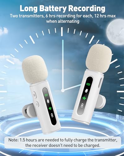 Image of USB C Lavalier Microphone Wireless Mini Mic for Type-C Android Phone /Tablet /PC Video Recording Clip-on Mics with Rotatable Clip&Denoise Recording, Ideal for Vlog Tiktok Youtube Content Creator, White